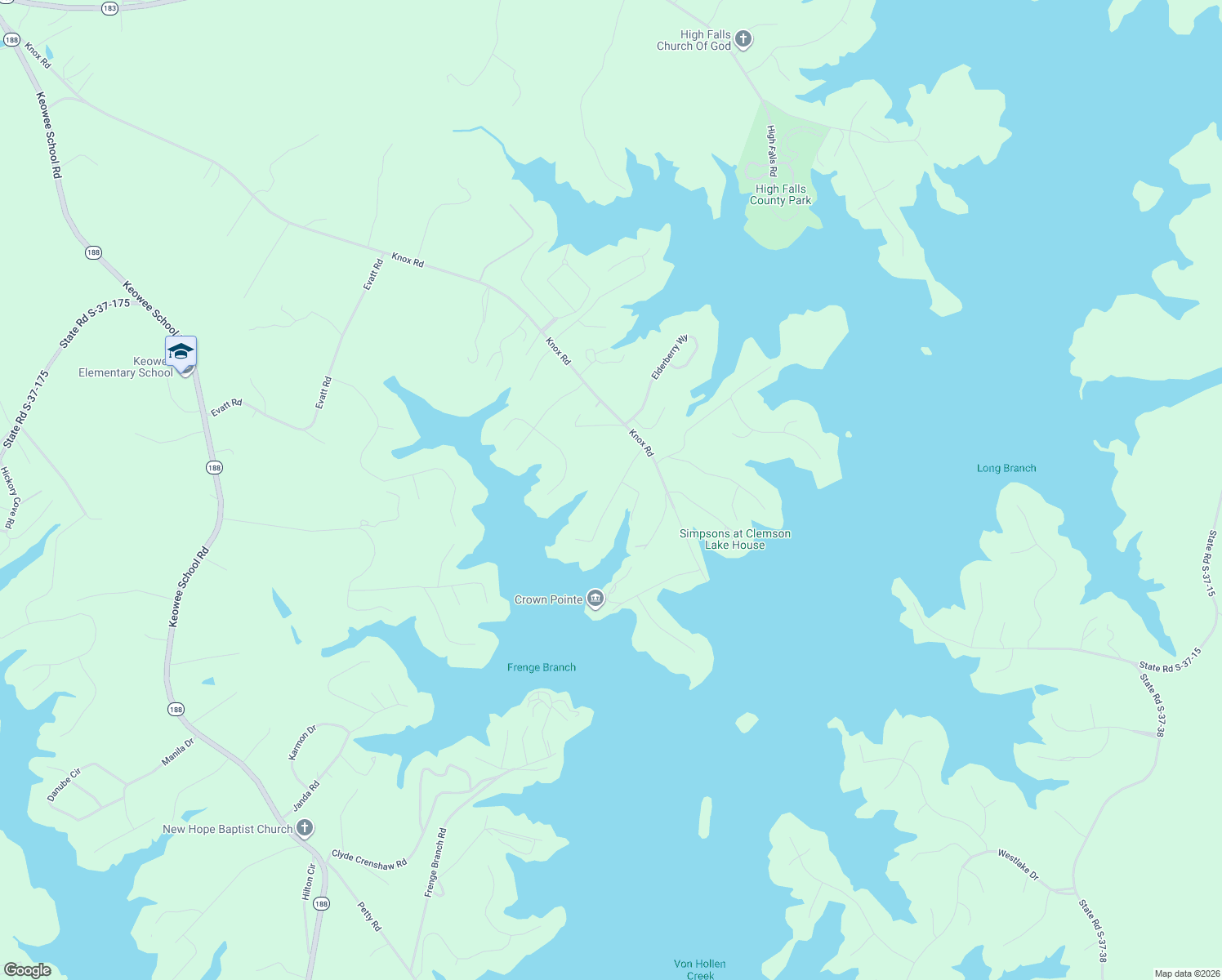 map of restaurants, bars, coffee shops, grocery stores, and more near 23028 McDonald Point Road in Seneca