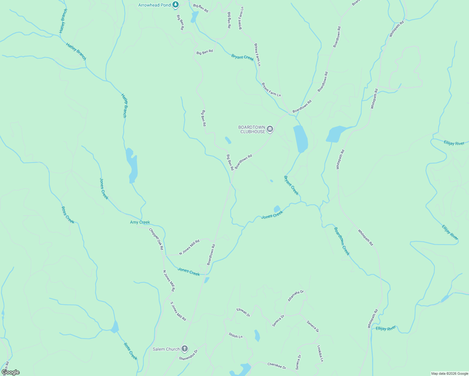 map of restaurants, bars, coffee shops, grocery stores, and more near 6808 Boardtown Road in Ellijay