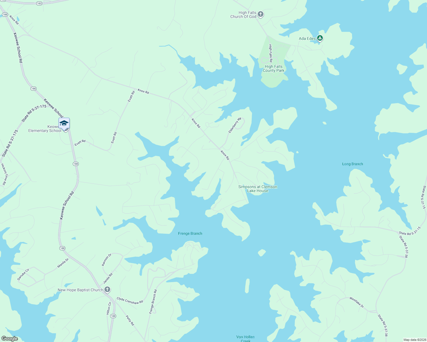 map of restaurants, bars, coffee shops, grocery stores, and more near 23036 McDonald Point Road in Seneca
