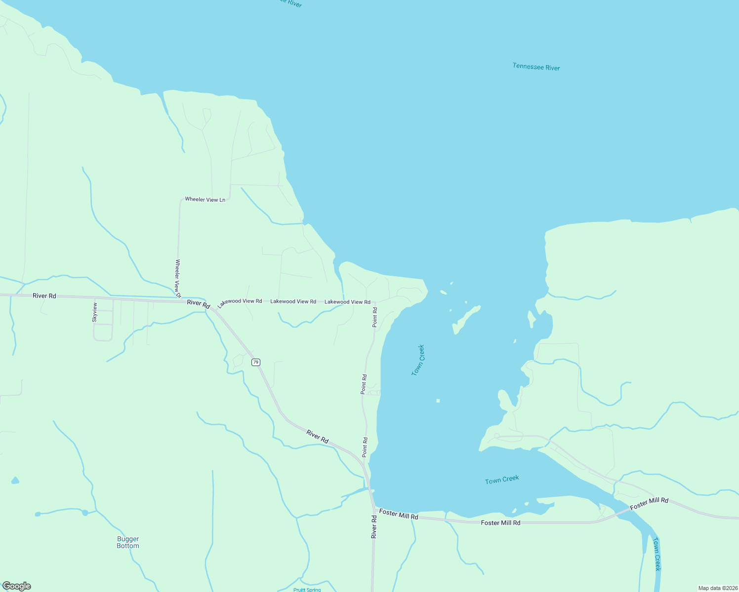 map of restaurants, bars, coffee shops, grocery stores, and more near 30 Lakewood View Drive in Muscle Shoals