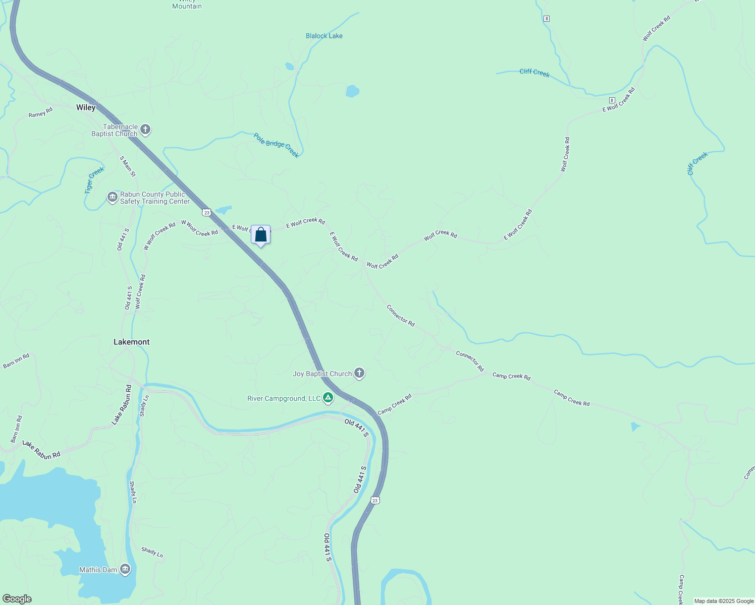 map of restaurants, bars, coffee shops, grocery stores, and more near 782 Wolf Creek Road in Tiger