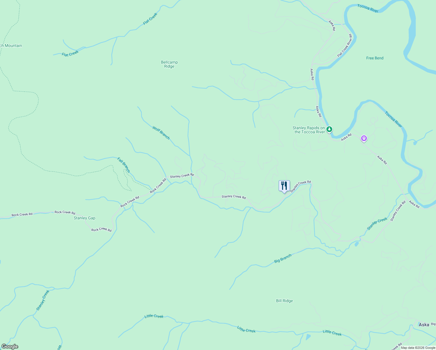 map of restaurants, bars, coffee shops, grocery stores, and more near 279 Dream Cove Road in Blue Ridge