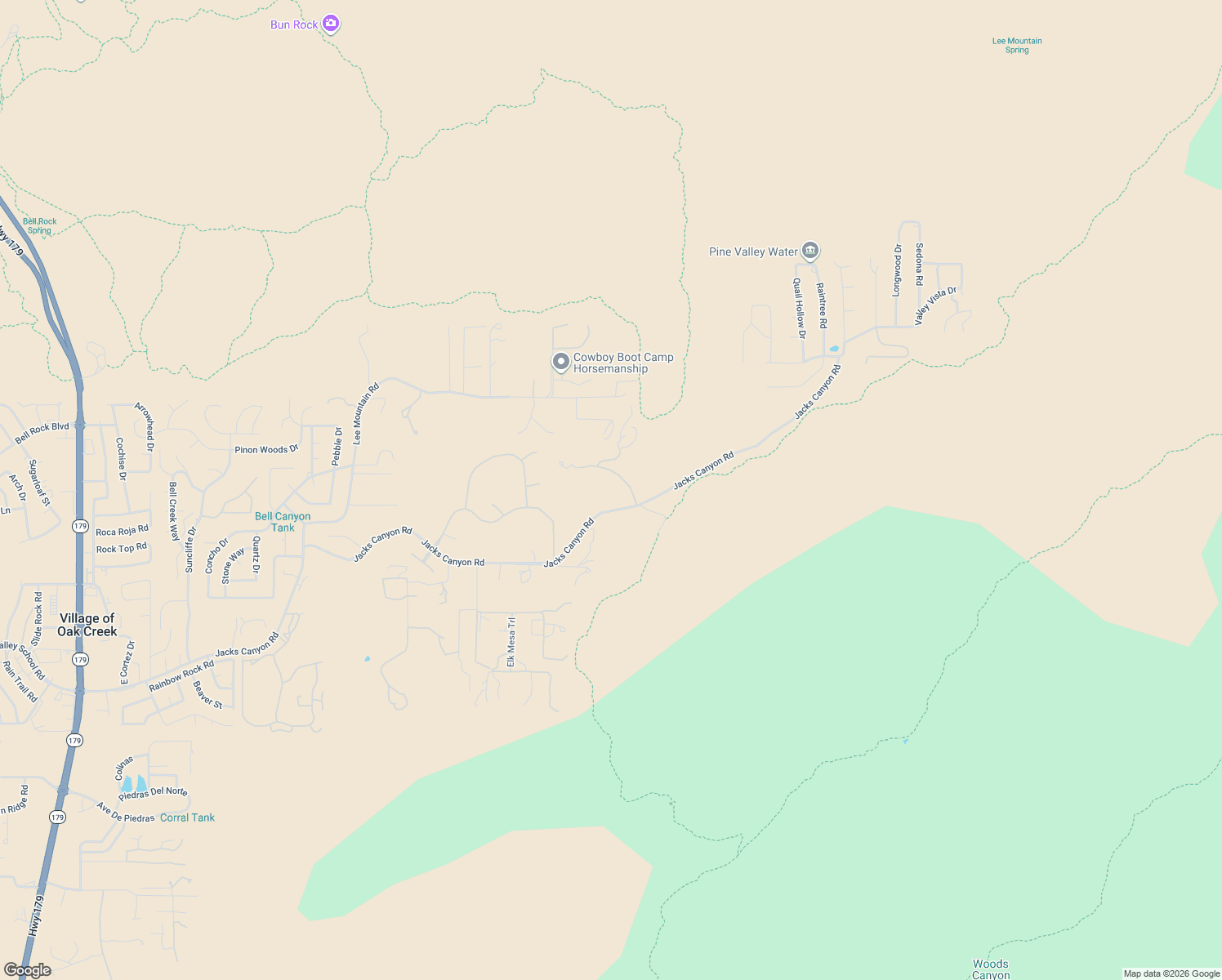 map of restaurants, bars, coffee shops, grocery stores, and more near 15 Canyon Ridge Circle in Sedona