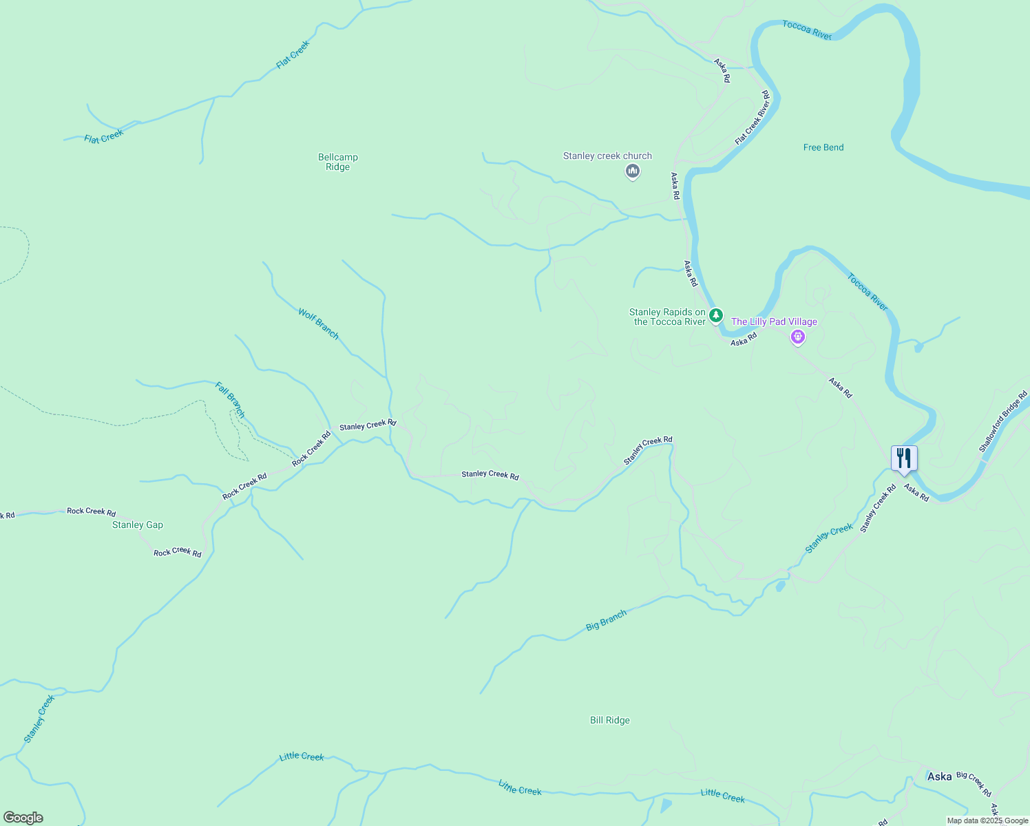 map of restaurants, bars, coffee shops, grocery stores, and more near 46 Cochise Road in Blue Ridge