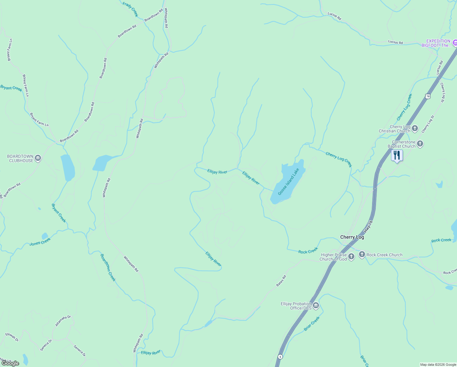 map of restaurants, bars, coffee shops, grocery stores, and more near 39 Pondview Lane in Cherry Log