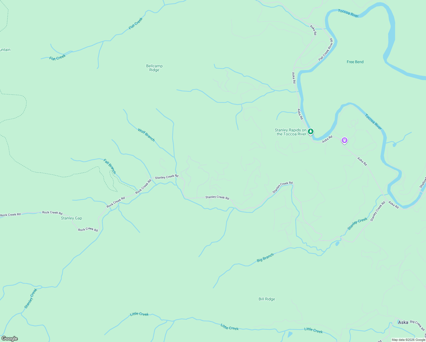 map of restaurants, bars, coffee shops, grocery stores, and more near 101 Falling Rock Road in Blue Ridge