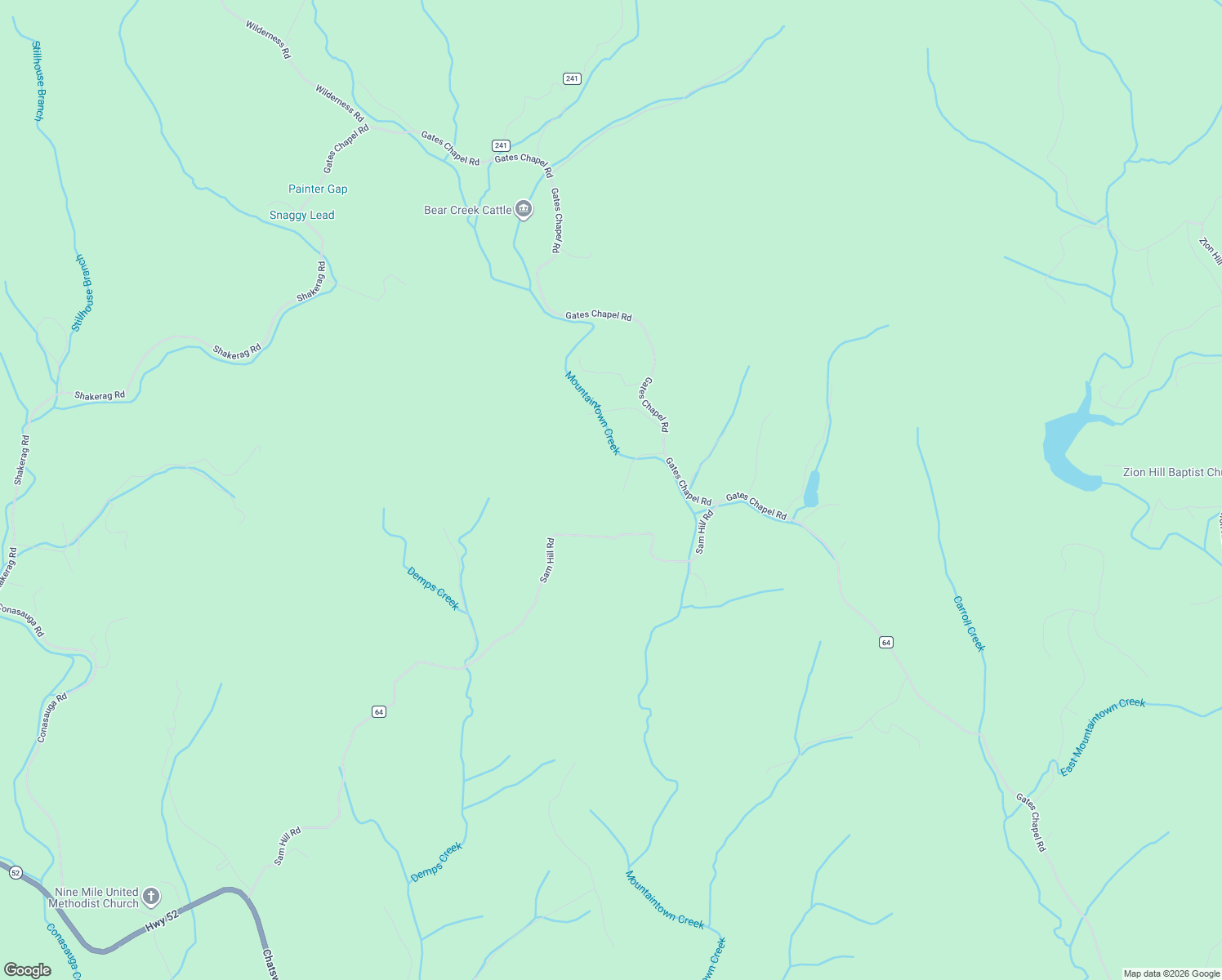 map of restaurants, bars, coffee shops, grocery stores, and more near 3773 Gates Chapel Road in Ellijay