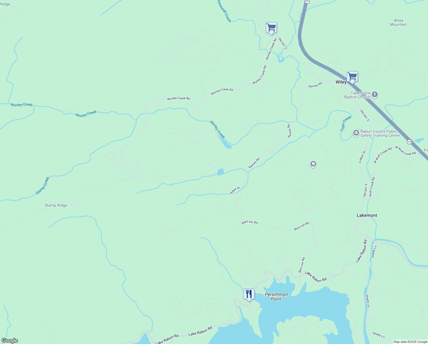 map of restaurants, bars, coffee shops, grocery stores, and more near 1459-1549 Ramey Road in Lakemont