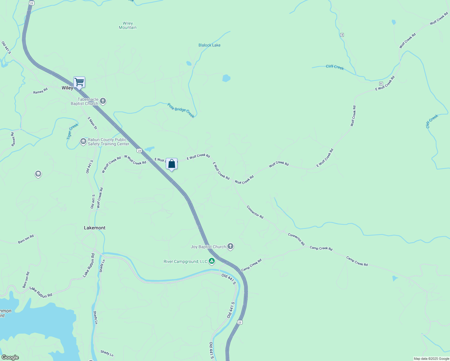 map of restaurants, bars, coffee shops, grocery stores, and more near East Wolf Creek Road in Lakemont