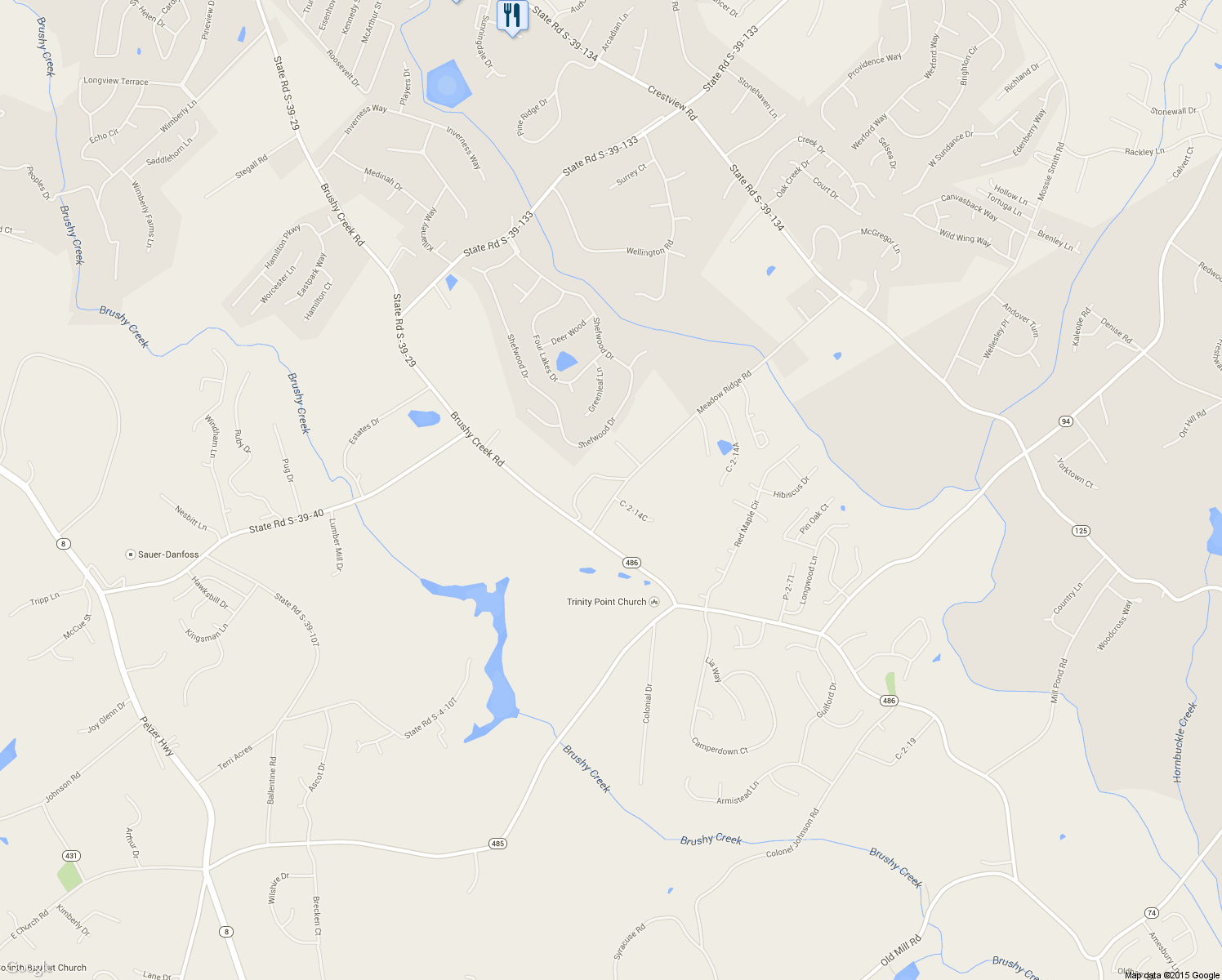 map of restaurants, bars, coffee shops, grocery stores, and more near 205 Meadow Ridge Road in Easley