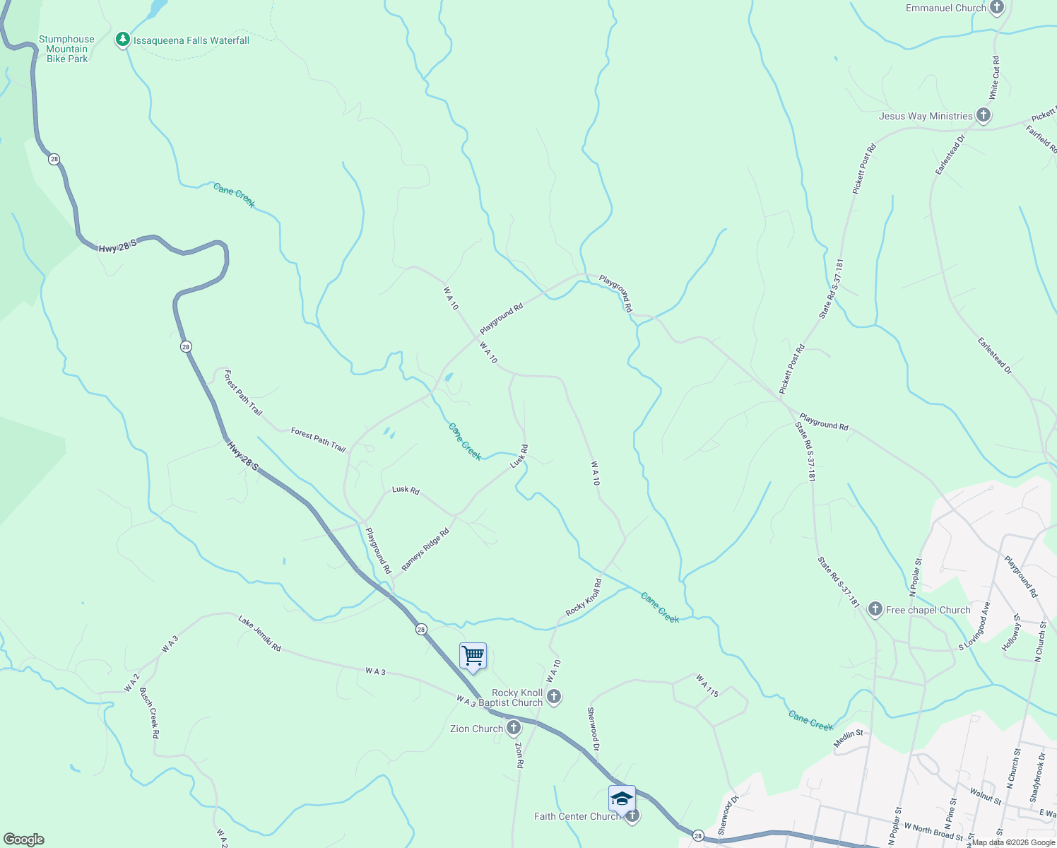map of restaurants, bars, coffee shops, grocery stores, and more near 117 Chatterwood Drive in Walhalla