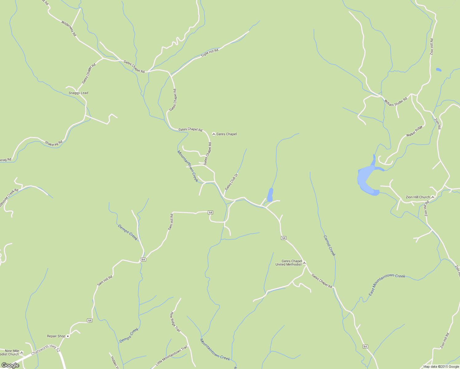 map of restaurants, bars, coffee shops, grocery stores, and more near Gates Club Drive in Ellijay
