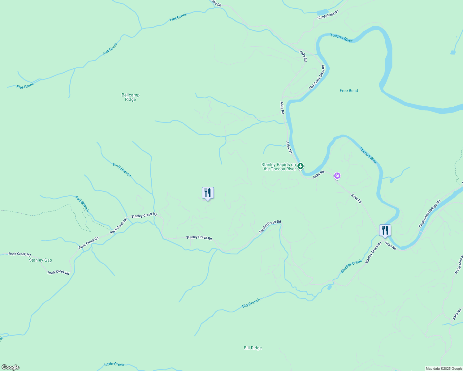 map of restaurants, bars, coffee shops, grocery stores, and more near 904 Racoon Road in Blue Ridge