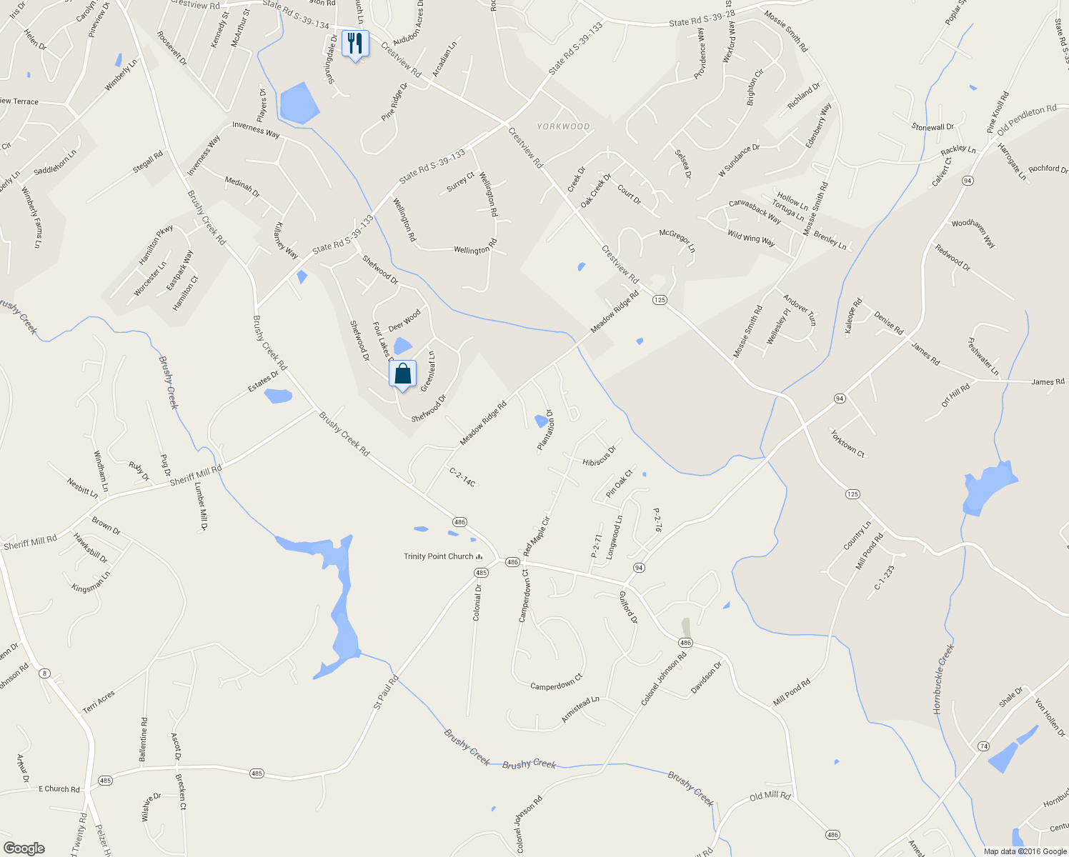 map of restaurants, bars, coffee shops, grocery stores, and more near 135 Haven Rest in Easley