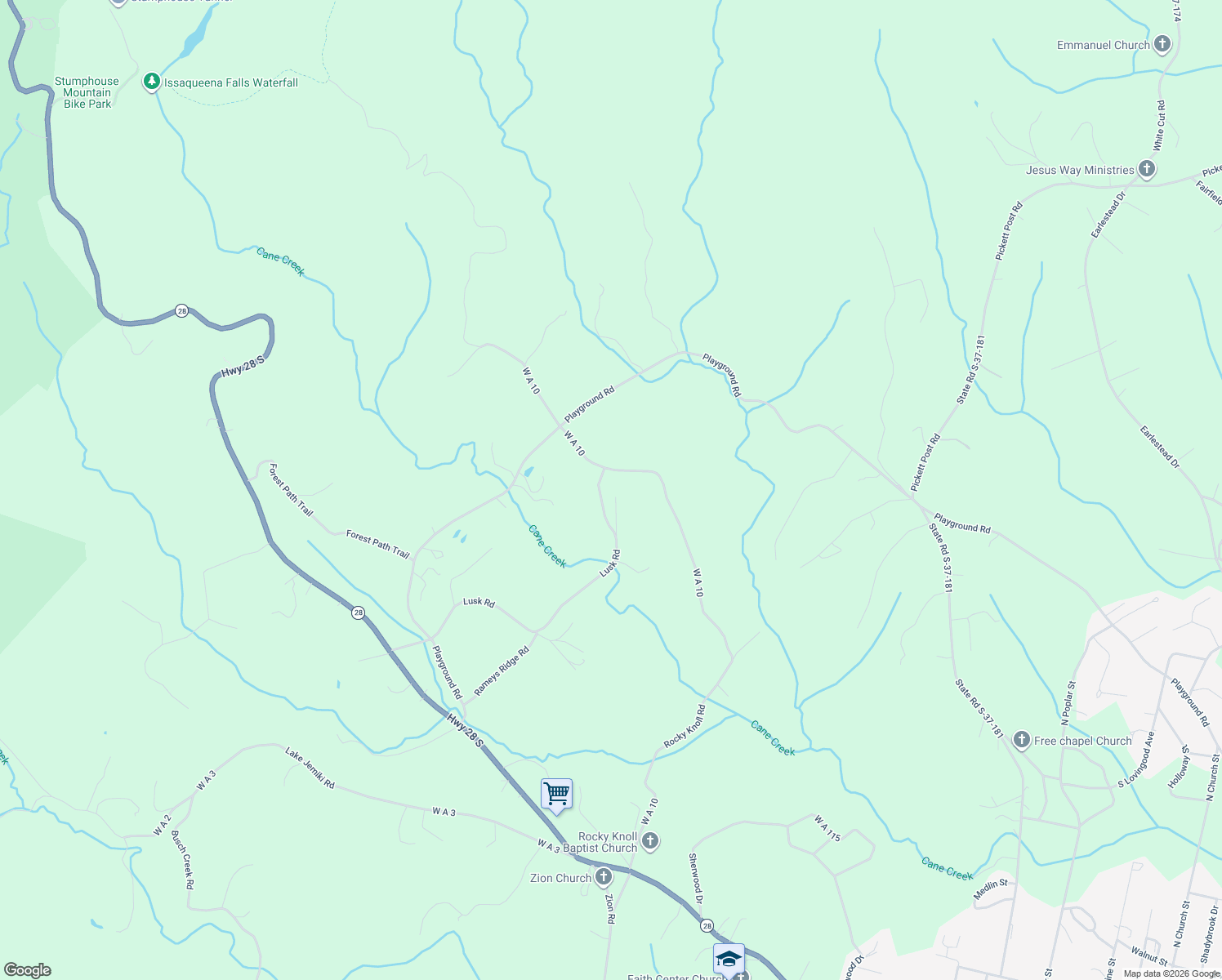 map of restaurants, bars, coffee shops, grocery stores, and more near 117 Chatterwood Drive in Walhalla