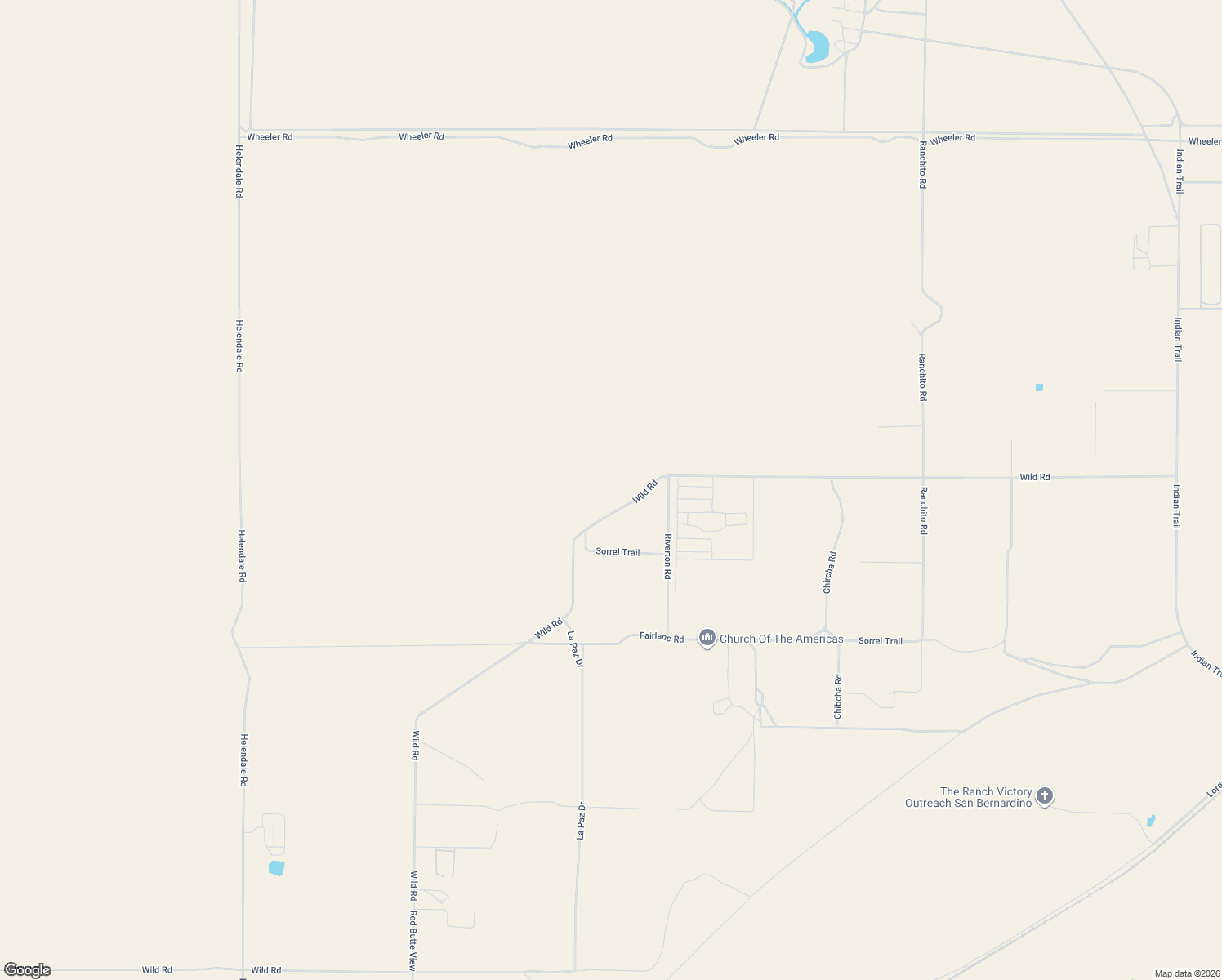 map of restaurants, bars, coffee shops, grocery stores, and more near 16222 Wild Road in Helendale