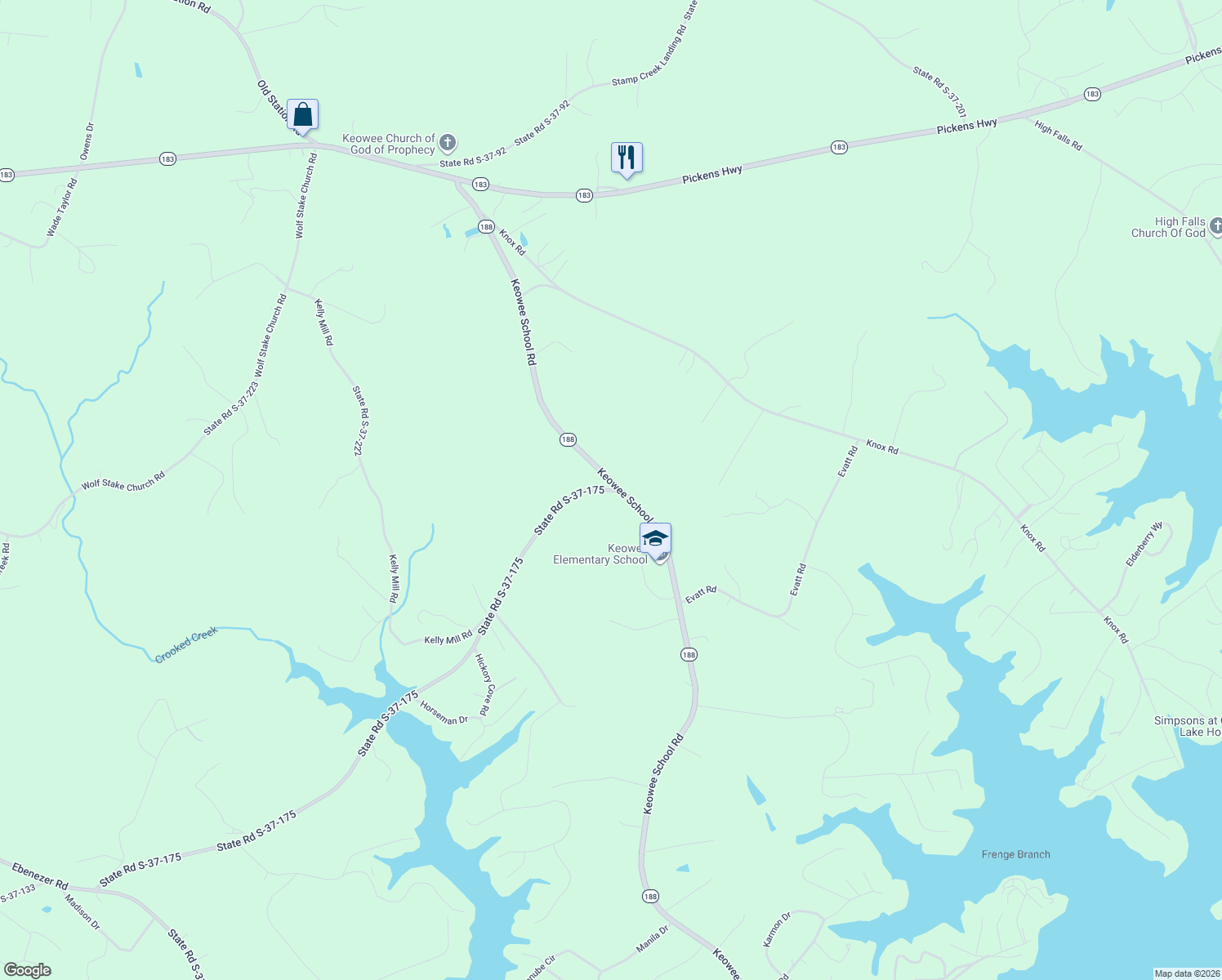 map of restaurants, bars, coffee shops, grocery stores, and more near 425 State Road S-37-175 in Seneca