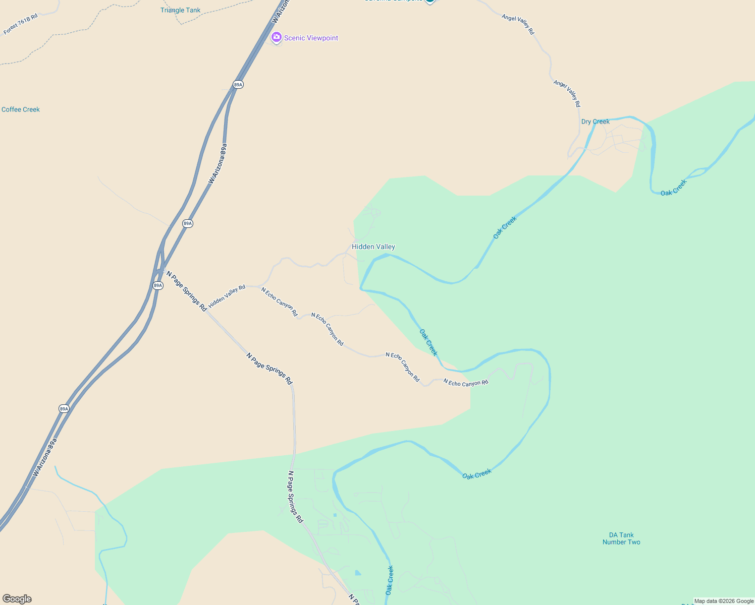 map of restaurants, bars, coffee shops, grocery stores, and more near 3305 North Echo Canyon Road in Cornville