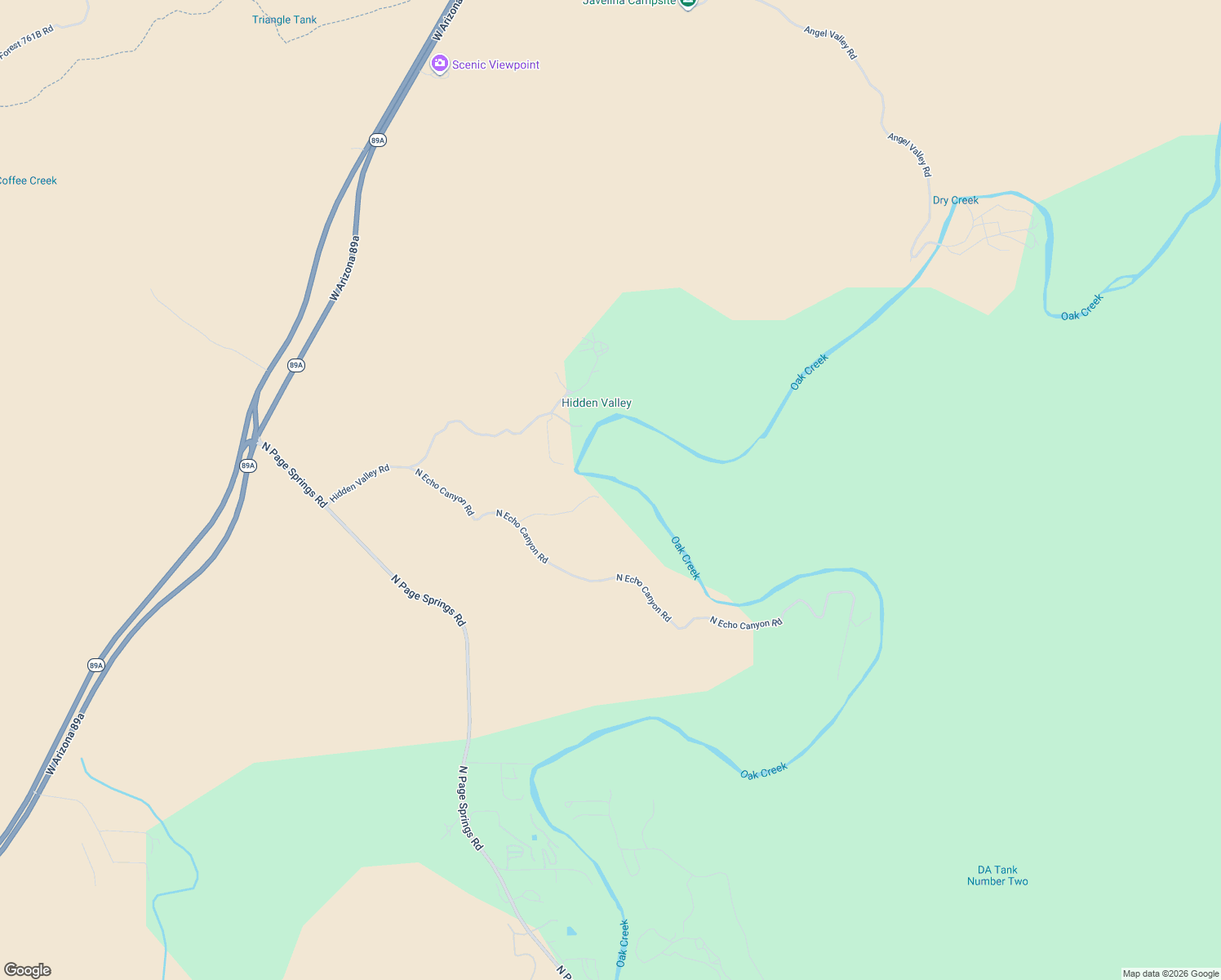 map of restaurants, bars, coffee shops, grocery stores, and more near 3305 North Echo Canyon Road in Cornville