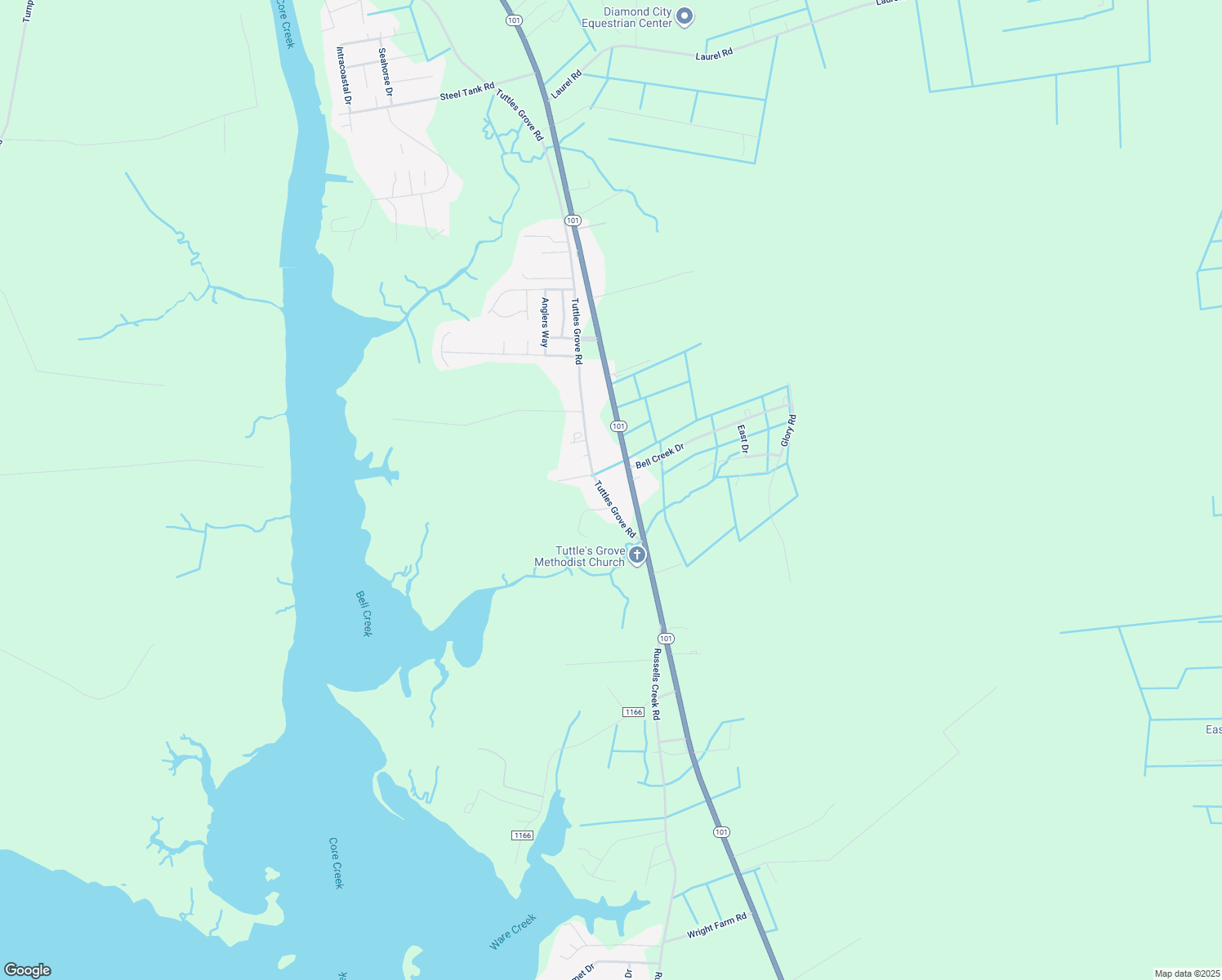 map of restaurants, bars, coffee shops, grocery stores, and more near 174 Tuttles Grove Road in Beaufort
