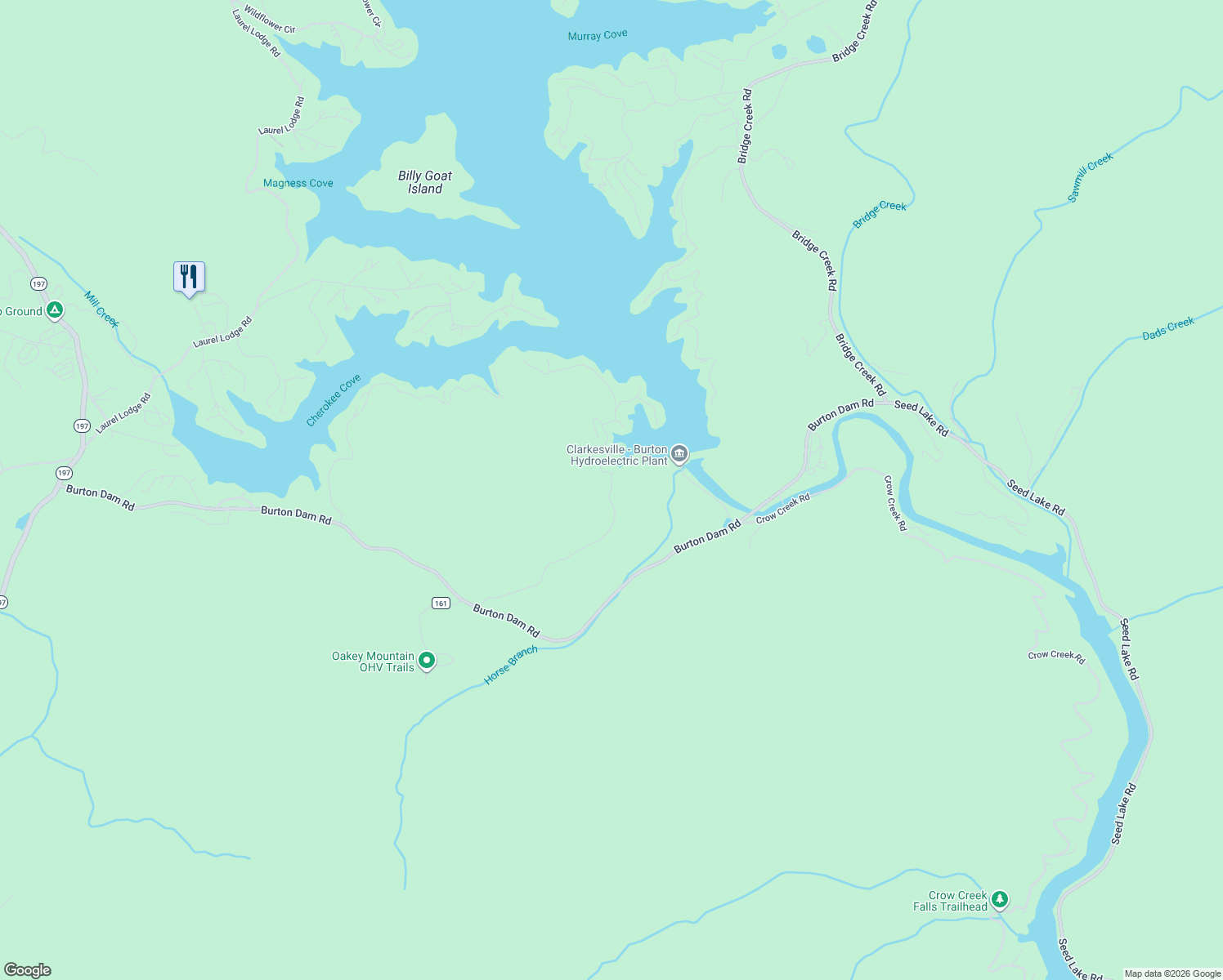 map of restaurants, bars, coffee shops, grocery stores, and more near 922 Burton Mountain Road in Clarkesville