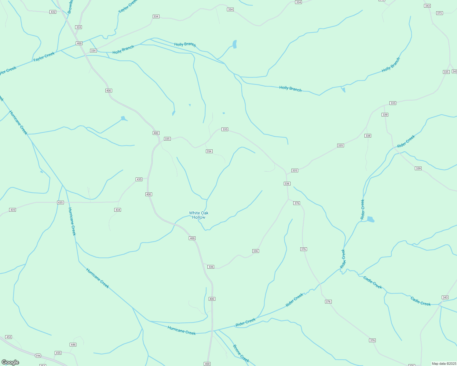 map of restaurants, bars, coffee shops, grocery stores, and more near 20 County Road 354 in Rienzi