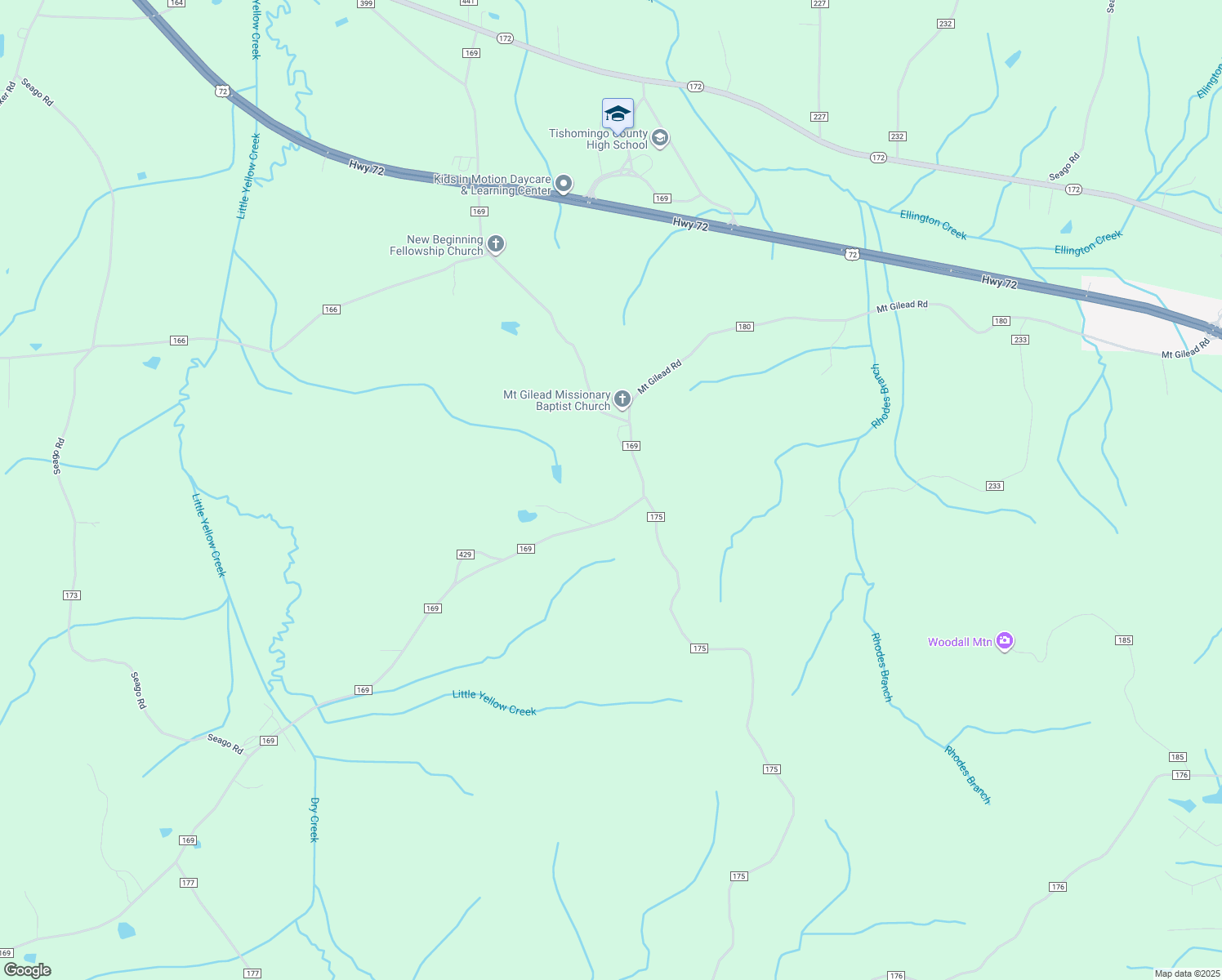 map of restaurants, bars, coffee shops, grocery stores, and more near 399 County Road 169 in Iuka