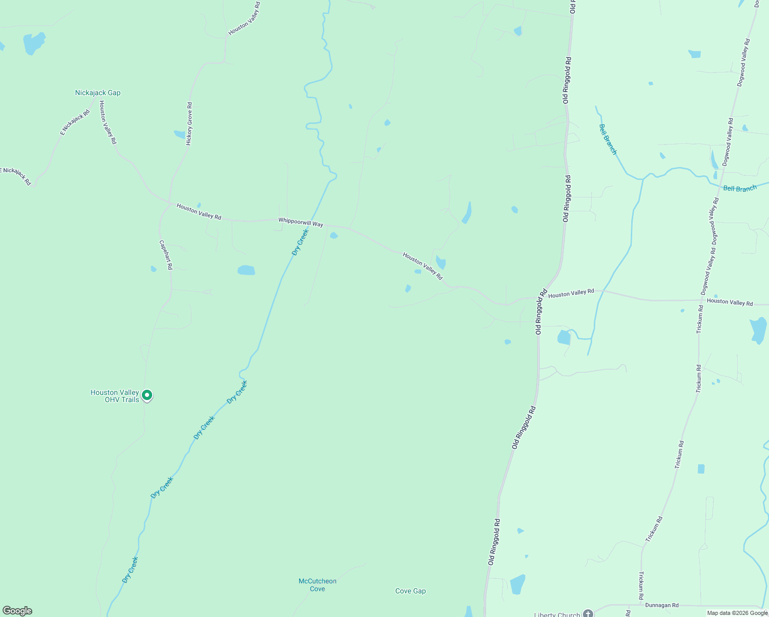 map of restaurants, bars, coffee shops, grocery stores, and more near 1357 Houston Valley Road in Ringgold