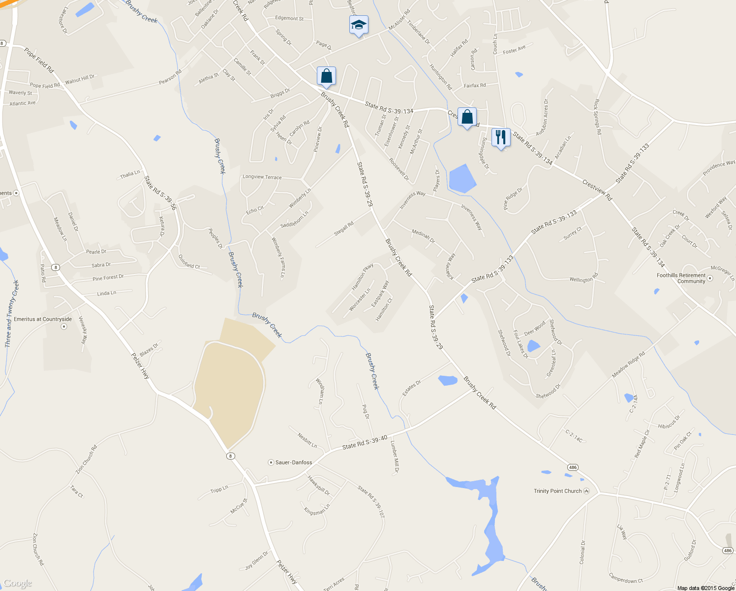 map of restaurants, bars, coffee shops, grocery stores, and more near 112 Worcester Ln in Easley