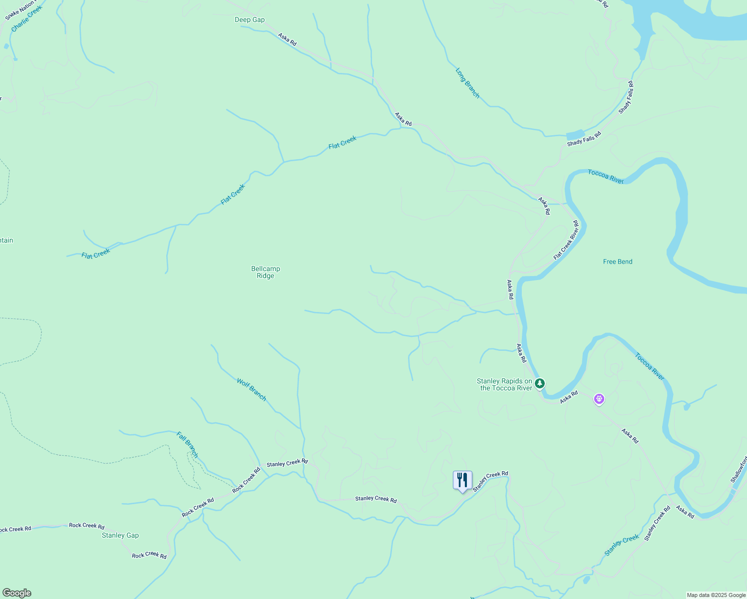map of restaurants, bars, coffee shops, grocery stores, and more near 945 Harrison and Ada Road in Blue Ridge