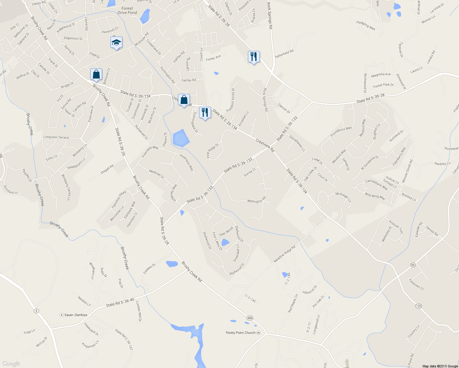 map of restaurants, bars, coffee shops, grocery stores, and more near 105 Wellington Road in Easley