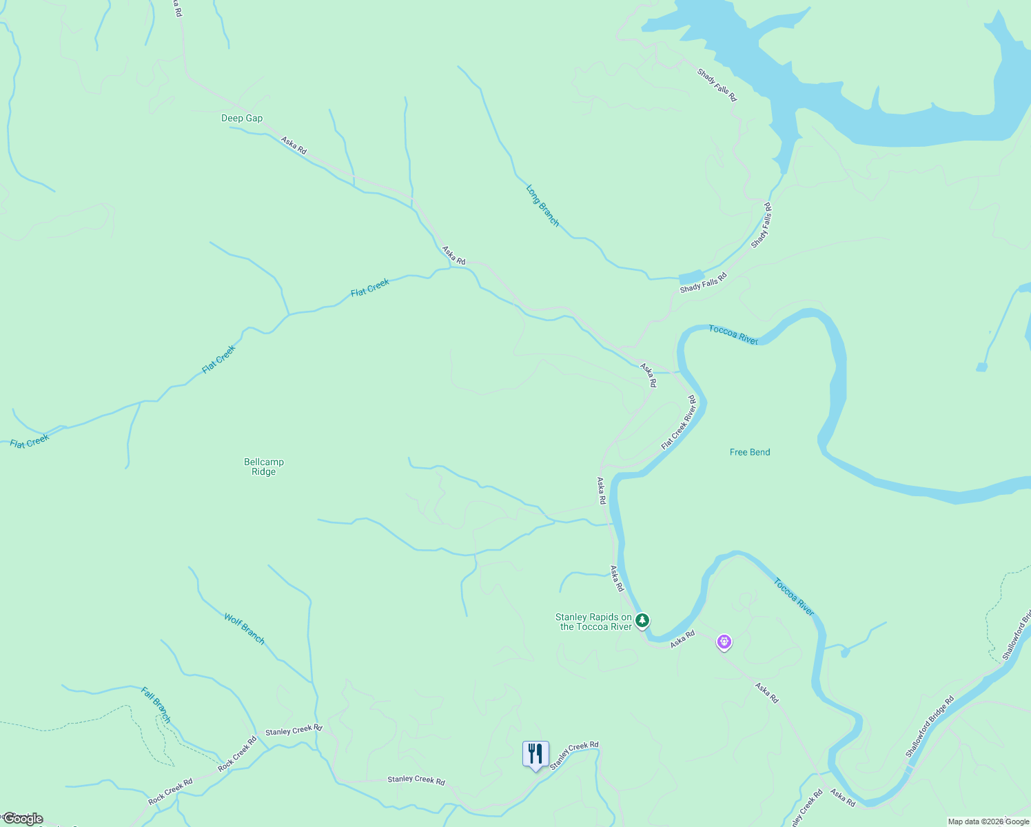map of restaurants, bars, coffee shops, grocery stores, and more near 80 Harrison and Ada Road in Blue Ridge