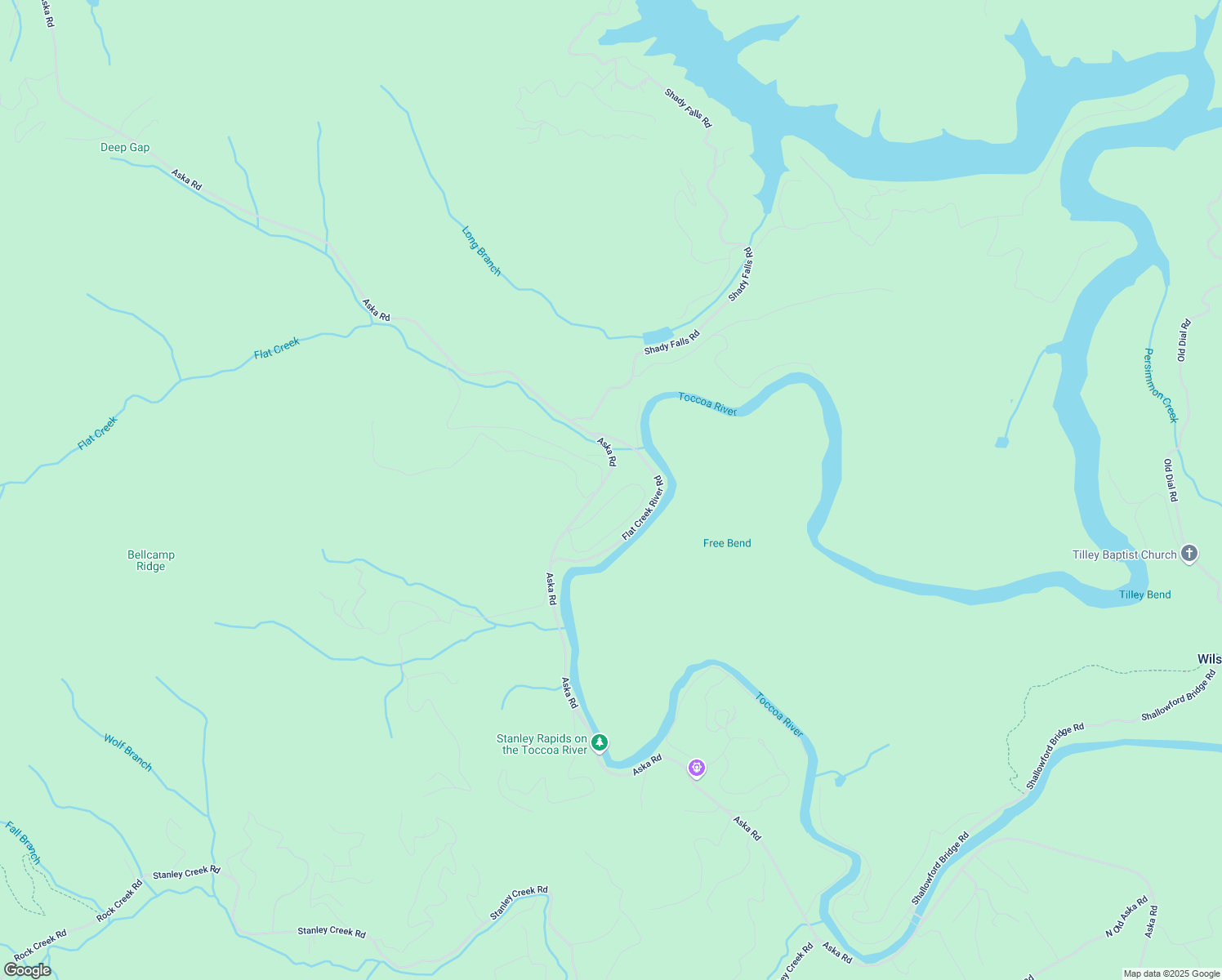 map of restaurants, bars, coffee shops, grocery stores, and more near 500 Flat Creek Circle in Blue Ridge