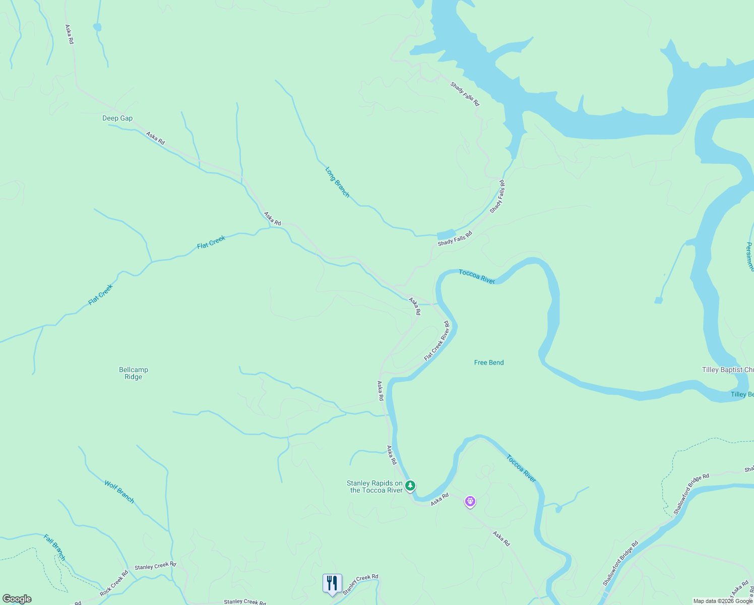 map of restaurants, bars, coffee shops, grocery stores, and more near 262 Bell Camp Ridge Road in Blue Ridge