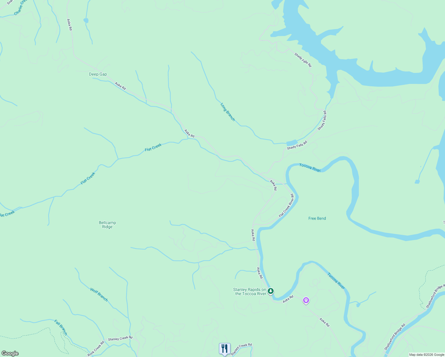map of restaurants, bars, coffee shops, grocery stores, and more near 464 Bell Camp Road in Blue Ridge