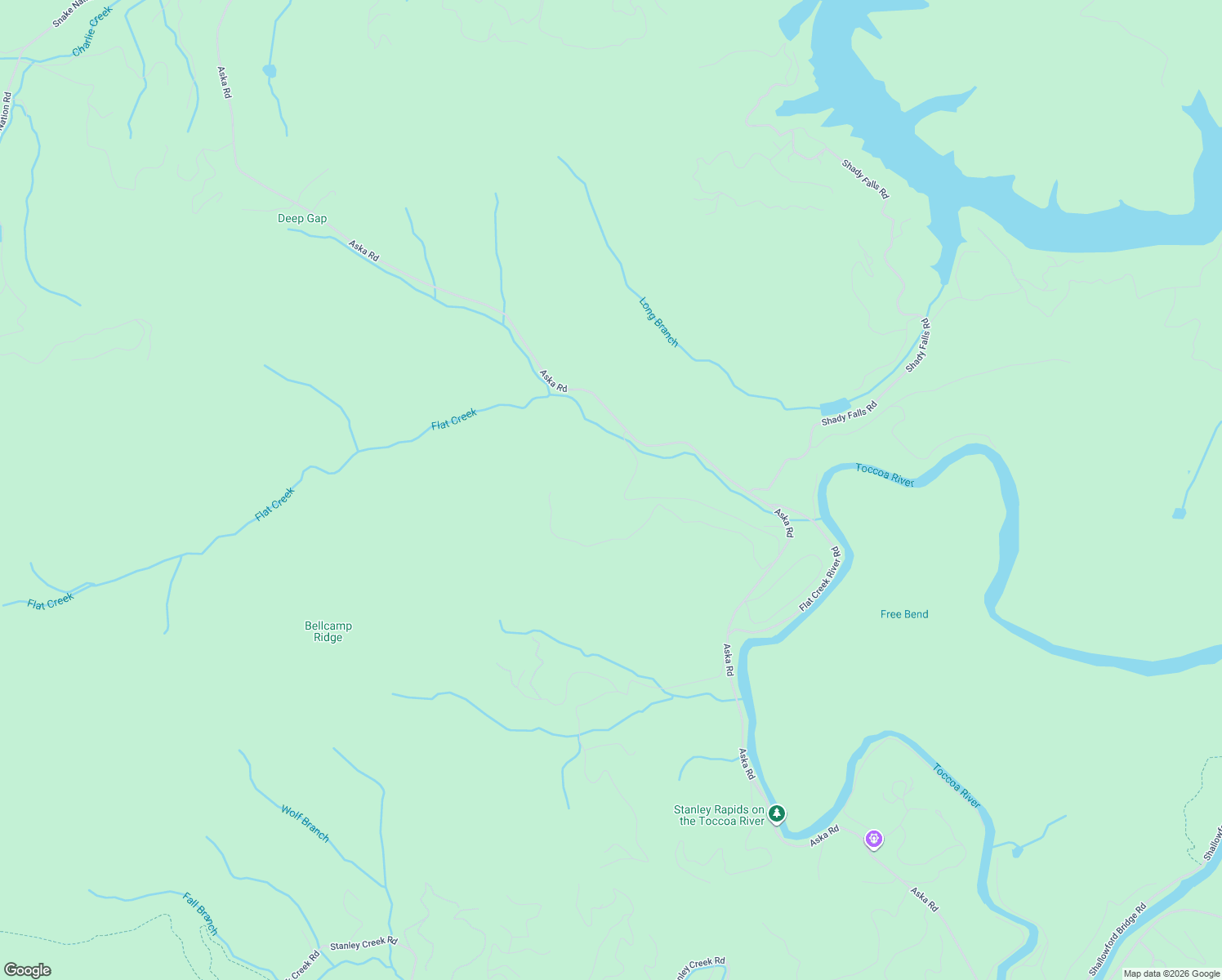 map of restaurants, bars, coffee shops, grocery stores, and more near 260 Flat Creek Crossing in Blue Ridge