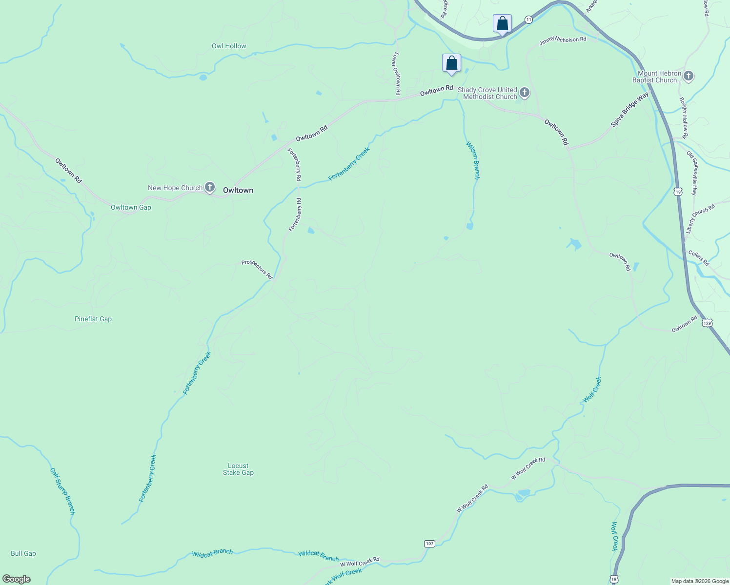 map of restaurants, bars, coffee shops, grocery stores, and more near 54 Moon Shadow View South in Blairsville