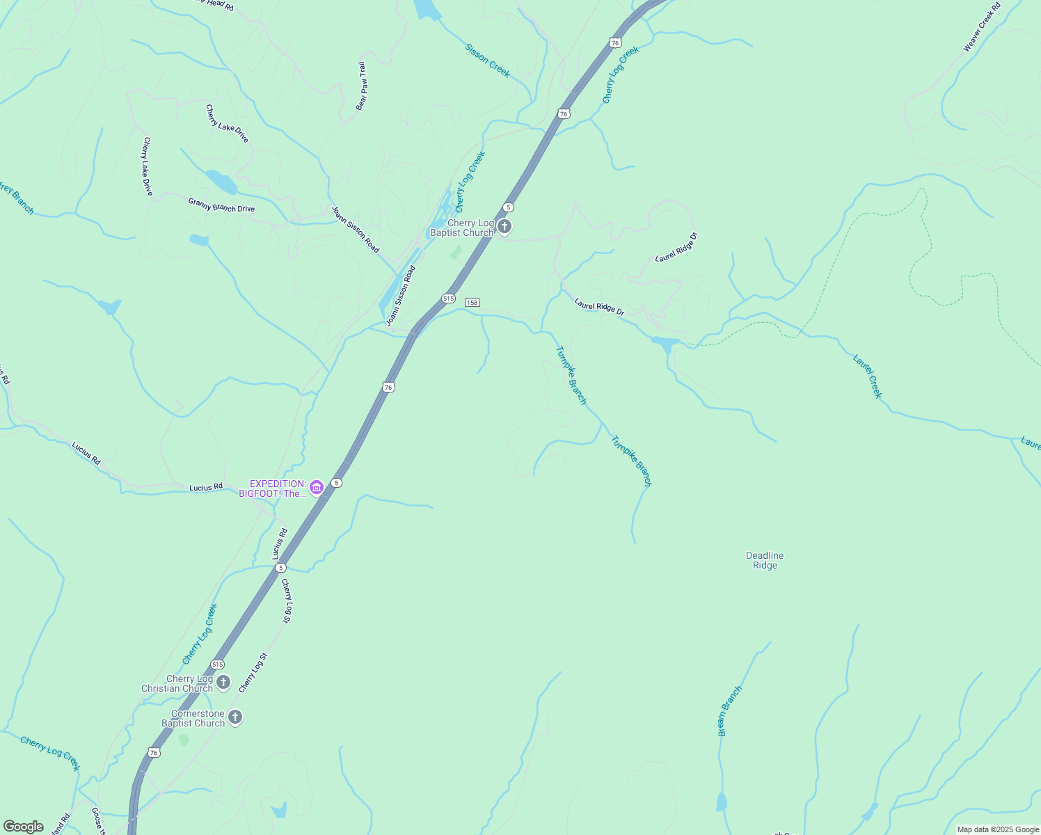 map of restaurants, bars, coffee shops, grocery stores, and more near 902 Laurel Creek Trail in Cherry Log