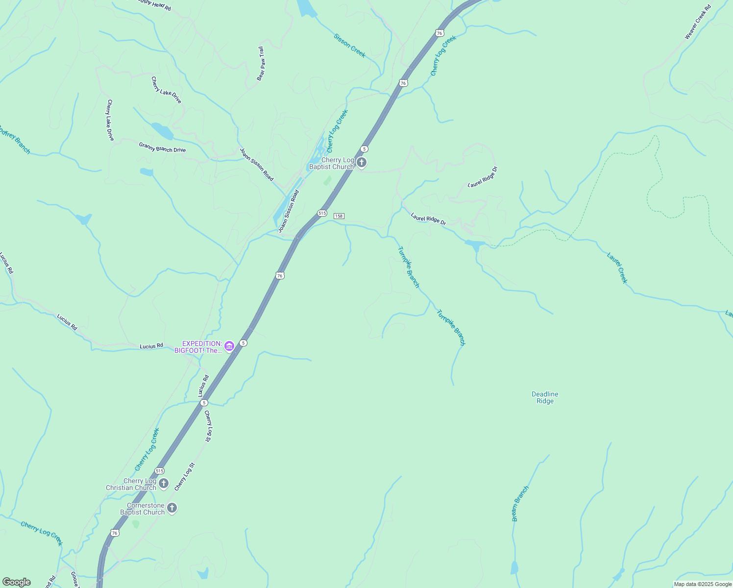 map of restaurants, bars, coffee shops, grocery stores, and more near 902 Laurel Creek Trail in Cherry Log