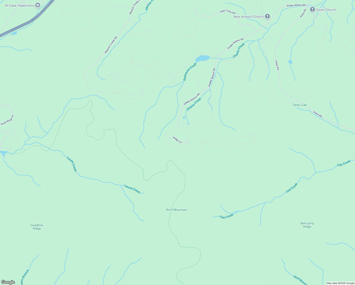 map of restaurants, bars, coffee shops, grocery stores, and more near 333 Ridge Circle in Blue Ridge