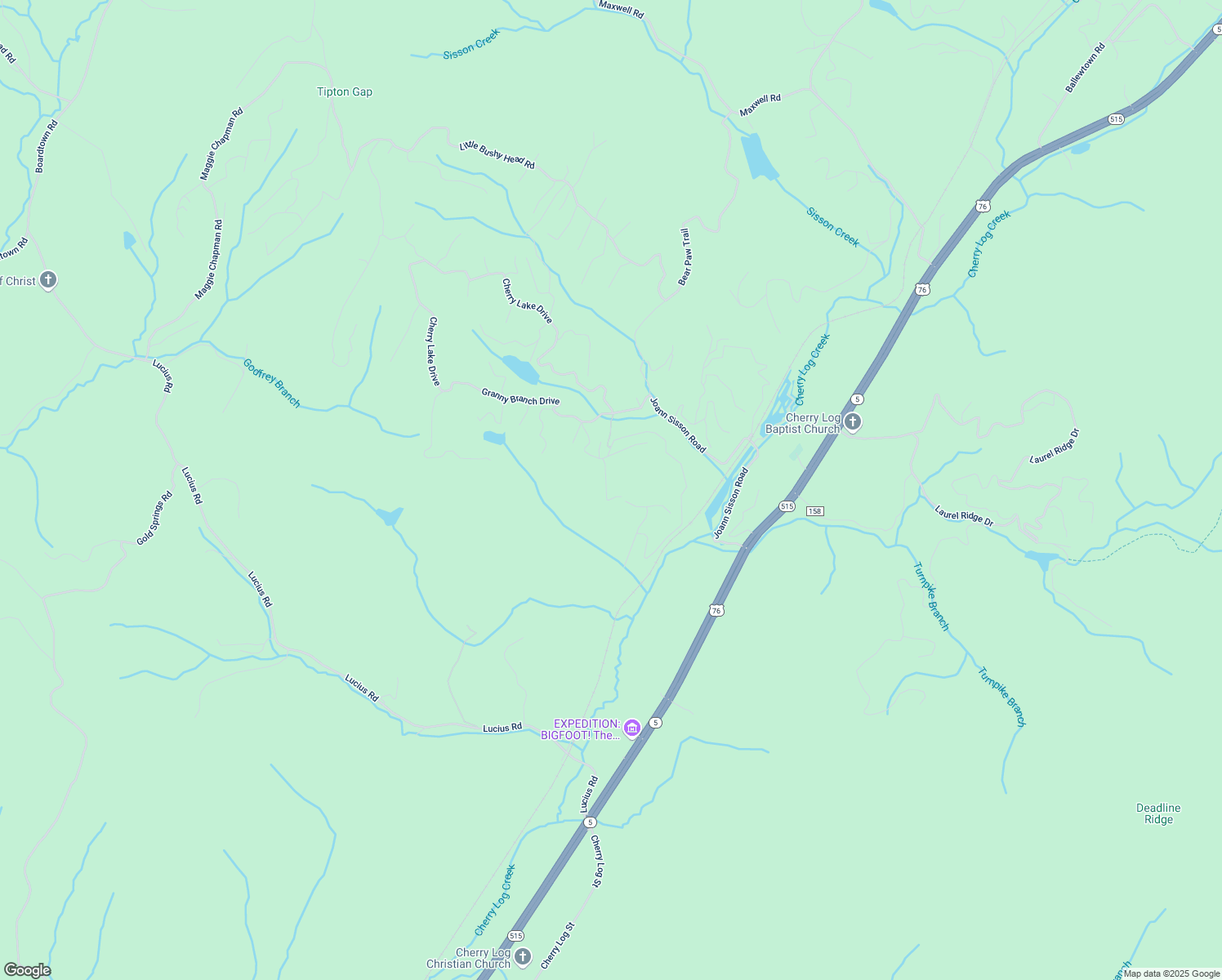 map of restaurants, bars, coffee shops, grocery stores, and more near 95 Rosiey Lane in Blue Ridge