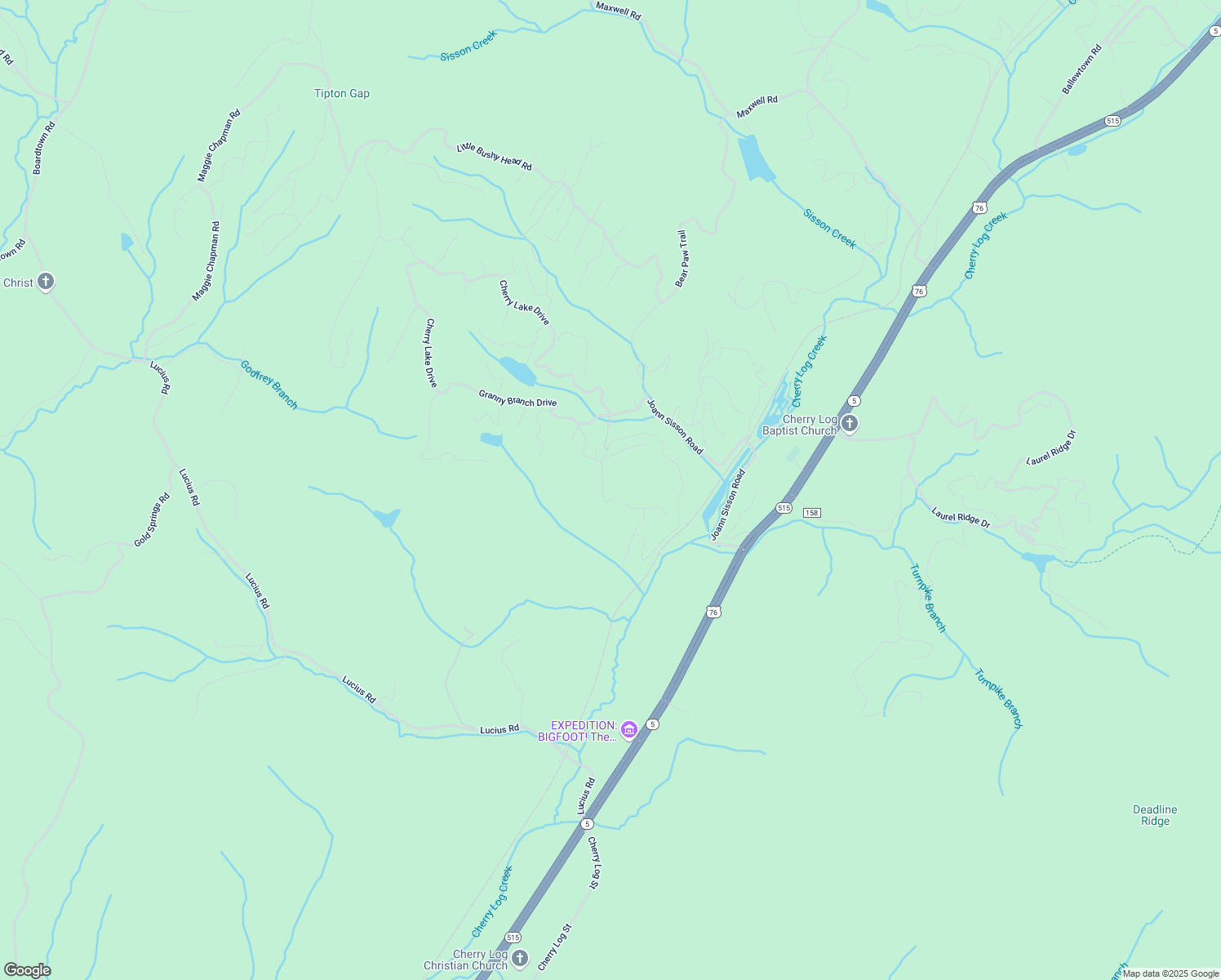 map of restaurants, bars, coffee shops, grocery stores, and more near 95 Rosiey Lane in Blue Ridge