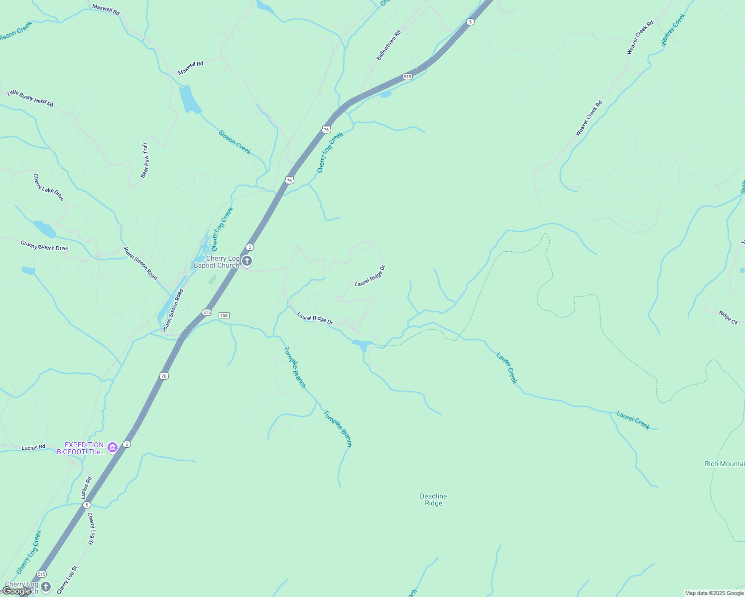 map of restaurants, bars, coffee shops, grocery stores, and more near 1157 Laurel Creek Road in Blue Ridge