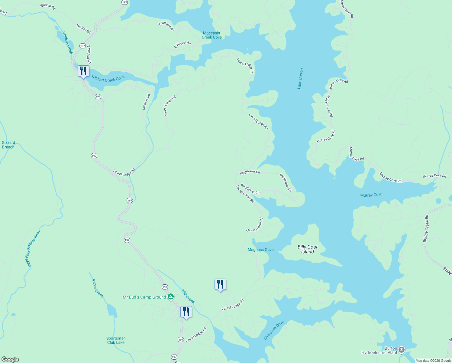 map of restaurants, bars, coffee shops, grocery stores, and more near 2807 Laurel Lodge Road in Clarkesville