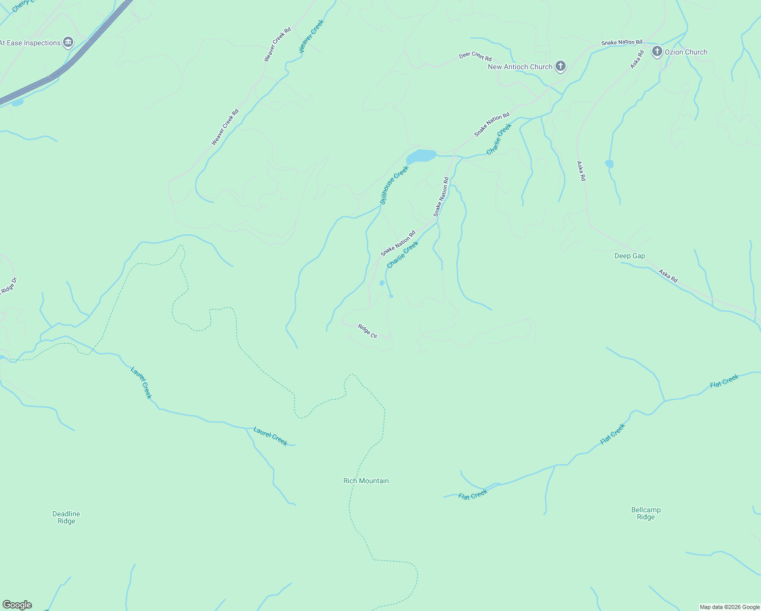 map of restaurants, bars, coffee shops, grocery stores, and more near 450 Chestnut Ridge Circle in Blue Ridge