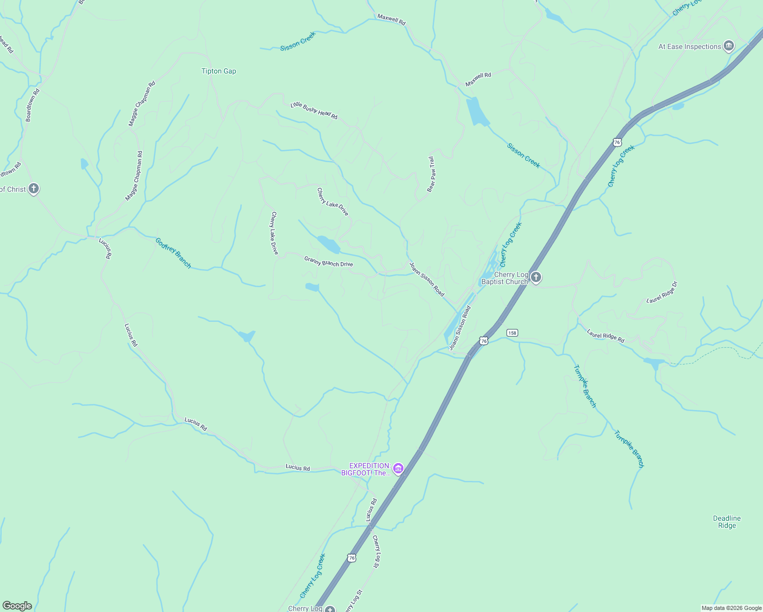 map of restaurants, bars, coffee shops, grocery stores, and more near 73 Rosiey Lane in Blue Ridge