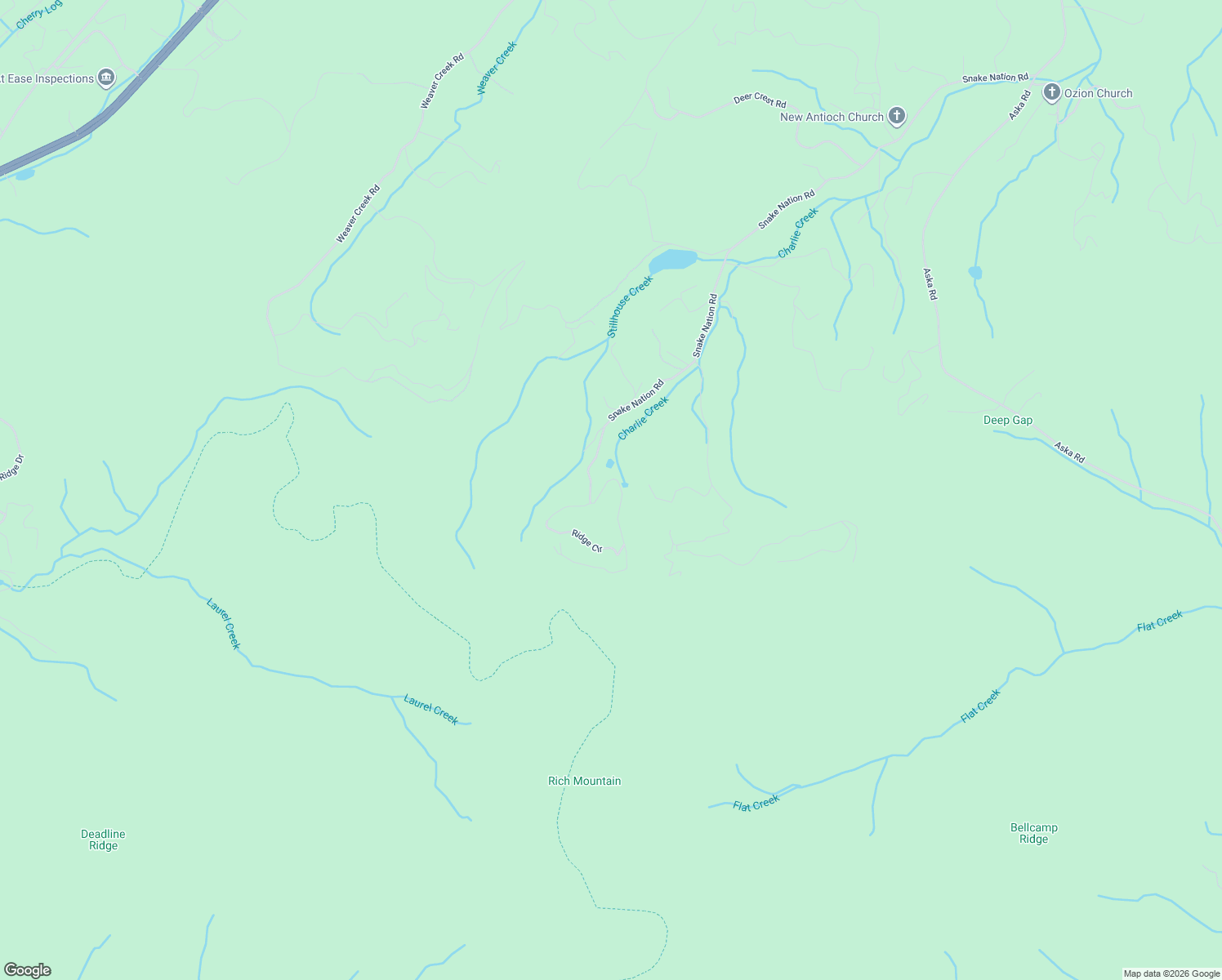 map of restaurants, bars, coffee shops, grocery stores, and more near 450 Chestnut Ridge in Blue Ridge