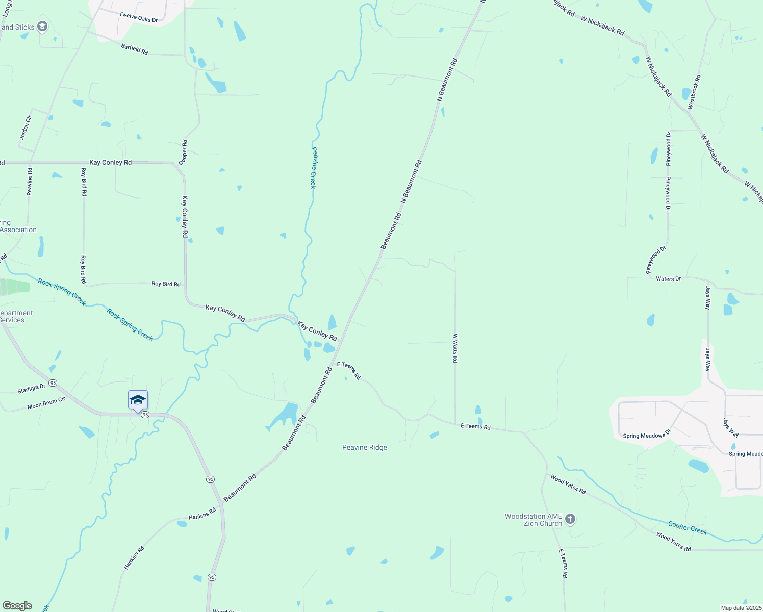 map of restaurants, bars, coffee shops, grocery stores, and more near 1230 Beaumont Road in Ringgold