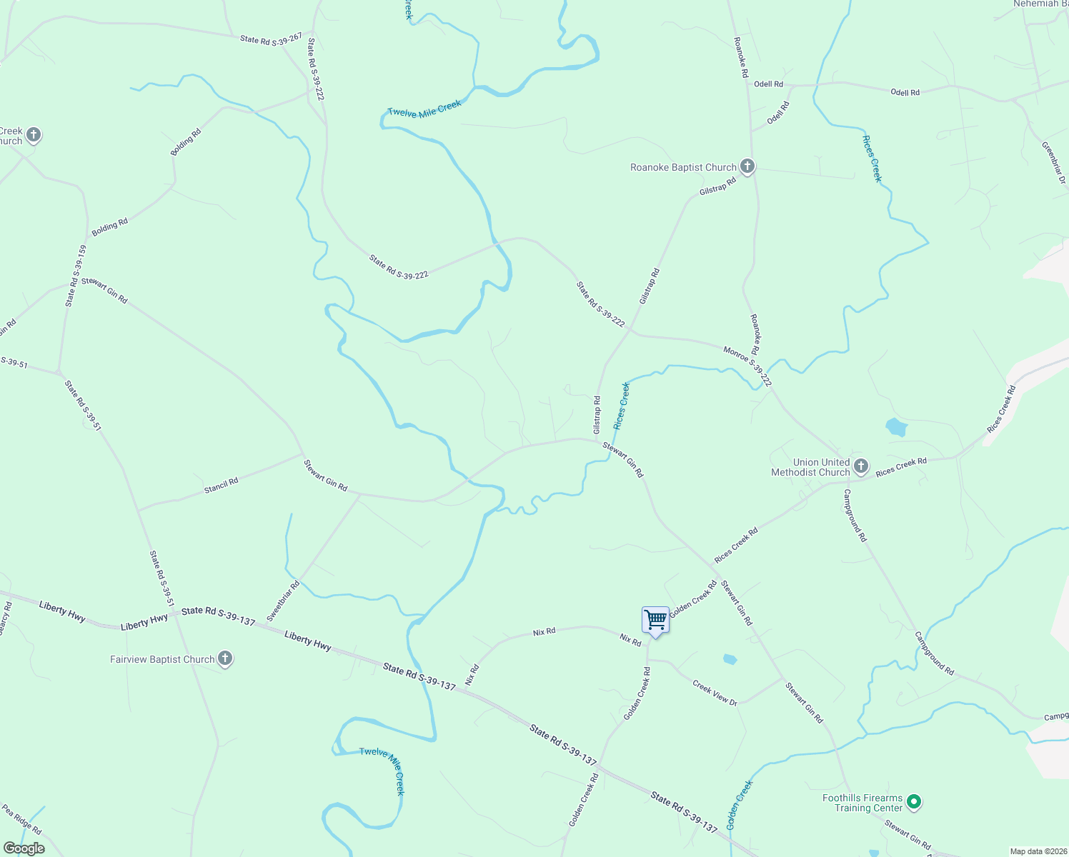 map of restaurants, bars, coffee shops, grocery stores, and more near 738 Stewart Gin Rd in Liberty