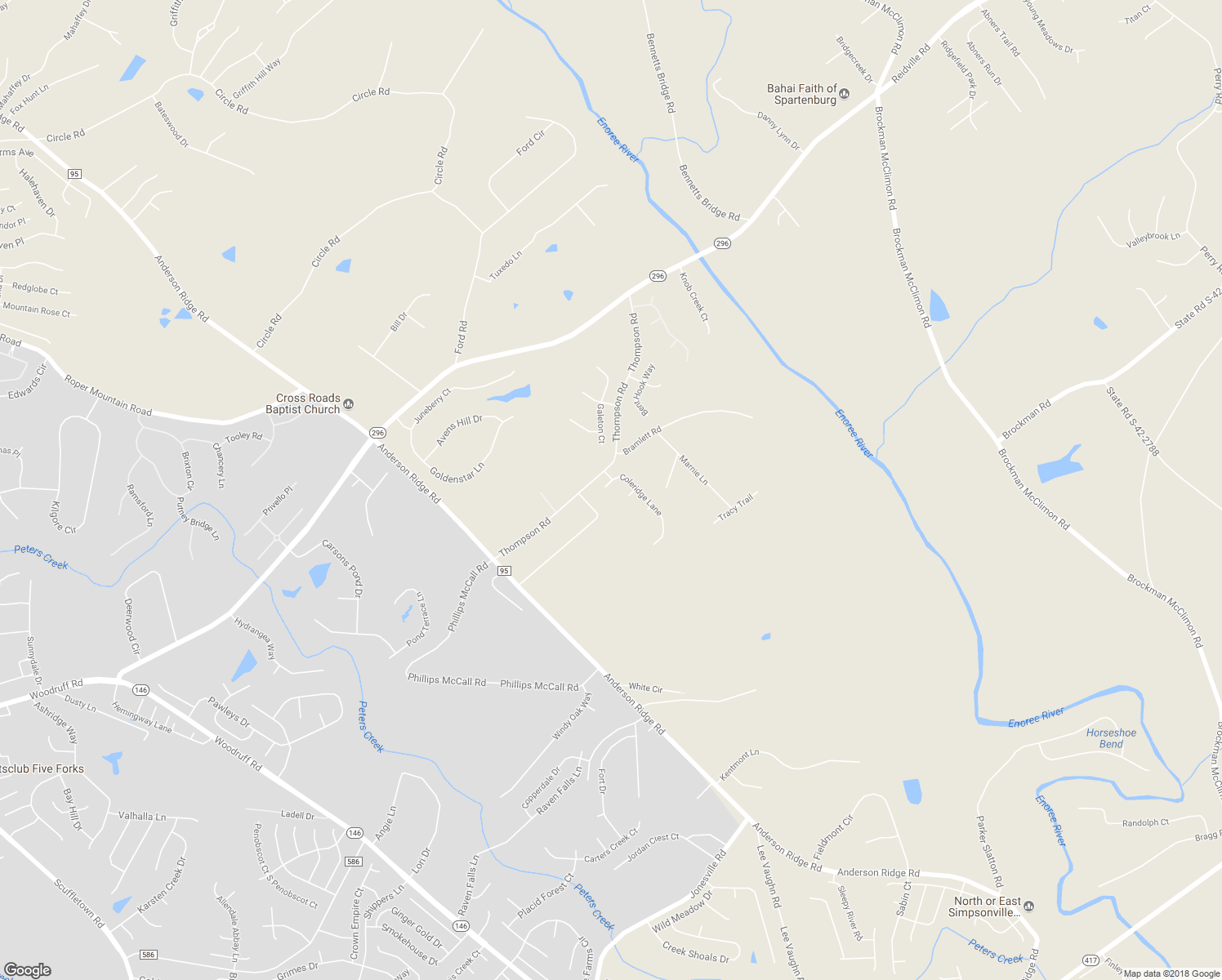 map of restaurants, bars, coffee shops, grocery stores, and more near 108 Strathaven Court in Greer